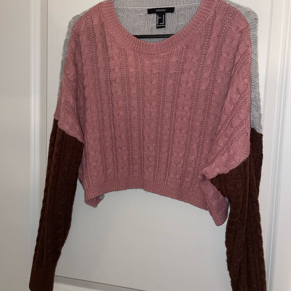 Forever 21 Pink, Gray, and Brown Knit Sweater